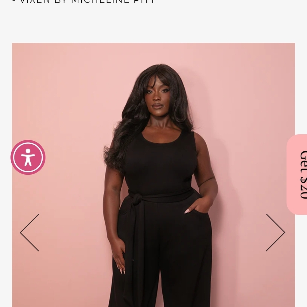 Vixen by Micheline Pitt Black Sleeveless Tie-Waist Jumpsuit With Tapered Bottoms